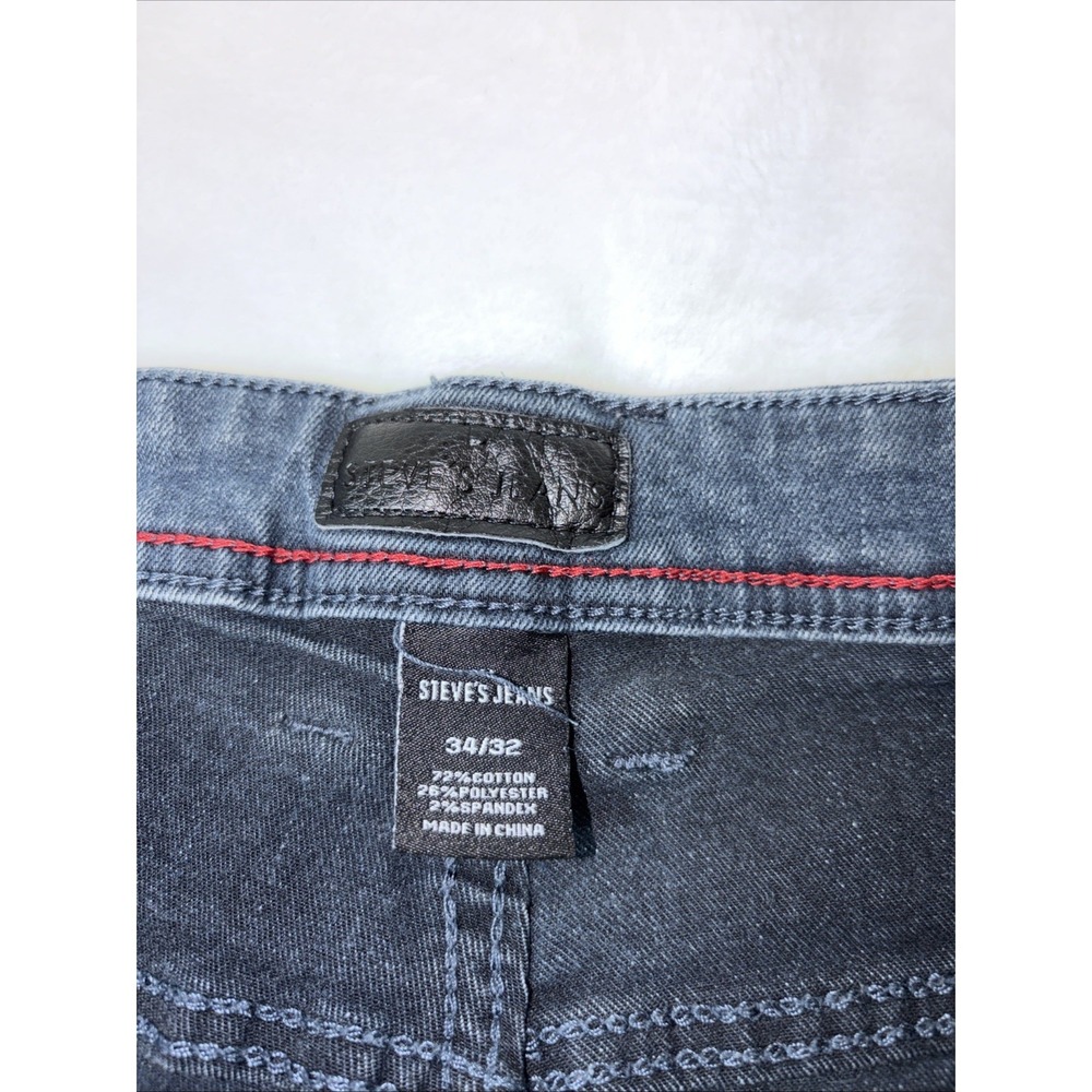 STEVE'S JEANS Whiskering distressed look blue jeans Men's size 34 x 32 Stretch - Picture 4 of 11